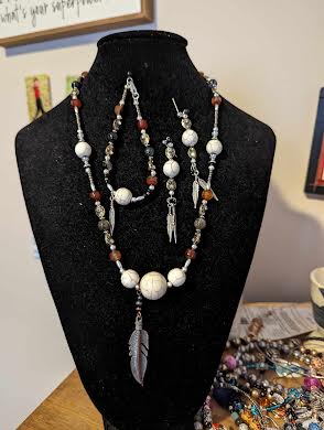White Turquois necklace, earrings, and bracelet set,
